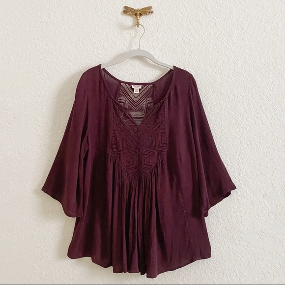 Xhilaration Tops Xhilarationboho Crinkle Gauze Top With 34 Sleeves